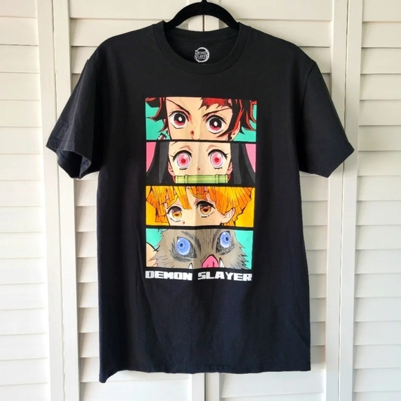 Demon Slayer‎ Black Anime Front Print T-Shirt Size M - Picture 1 of 6